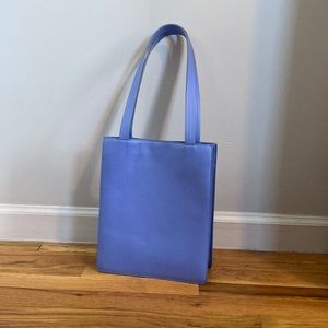 BAGGU blue leather medium tote bag - discontinued